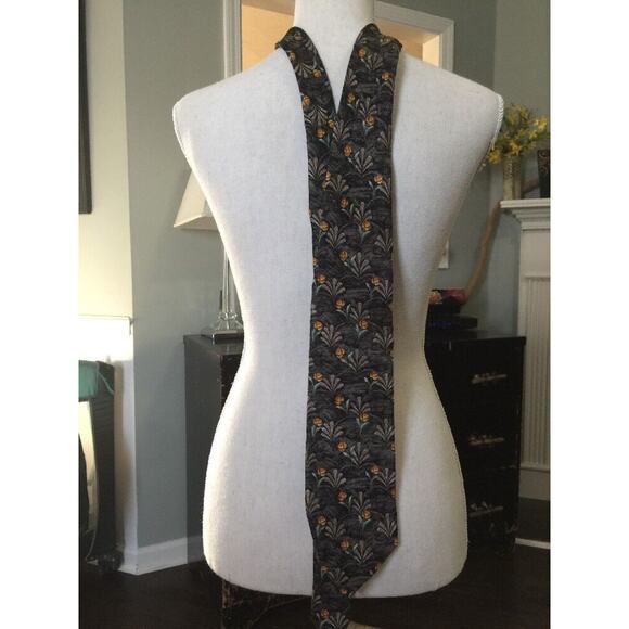 Mens Villa Bolgheri Tie Made In Italy Silk Gray Floral Great Preowned Condition - Picture 1 of 4
